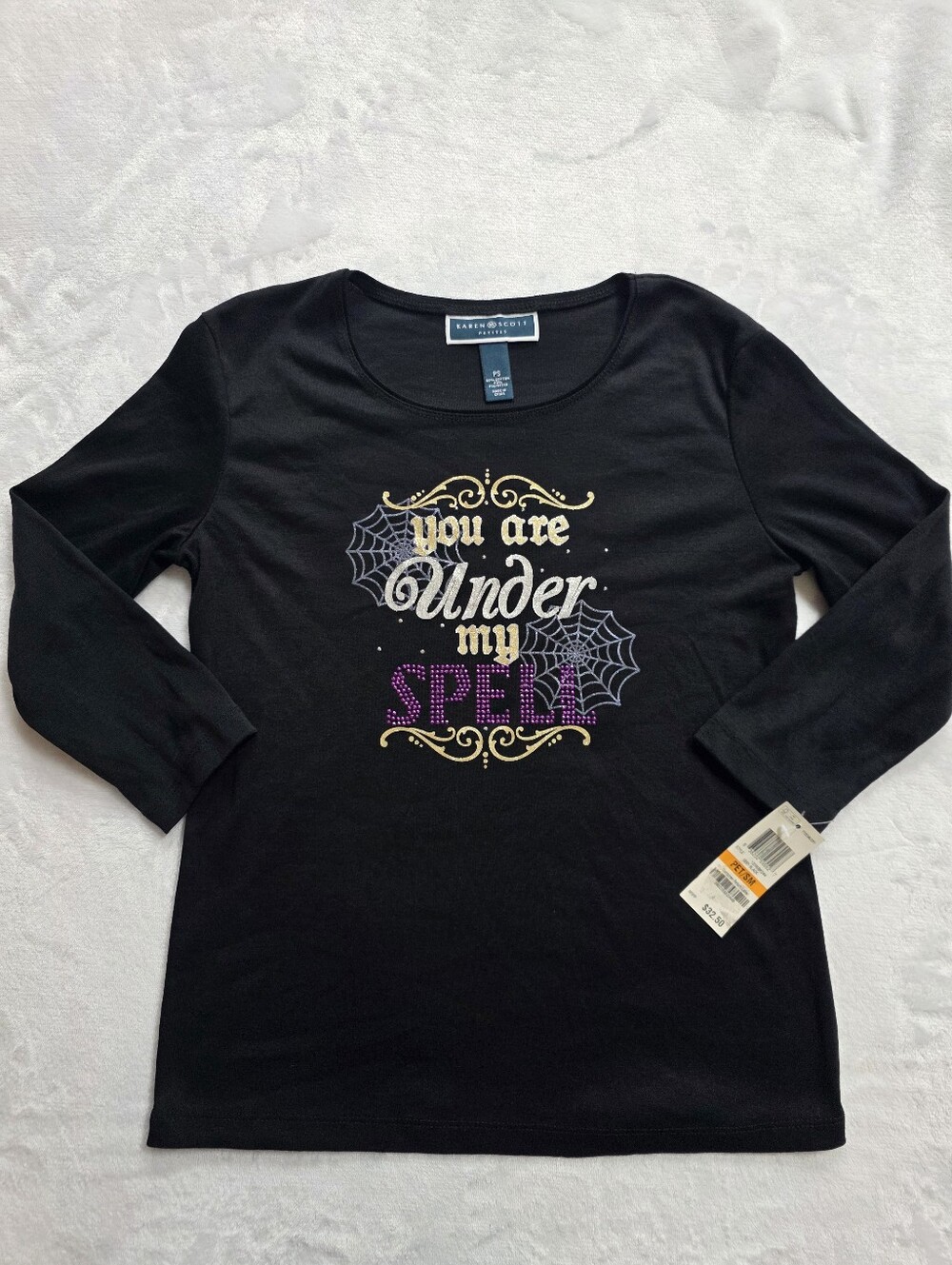 Karen Scott Petite Small Halloween Under My Spell Spell Top-NWT